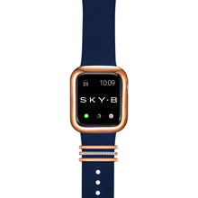Load image into Gallery viewer, London Band Charms &amp; Minimalist Apple Watch Case - Rose Gold (Navy Band)
