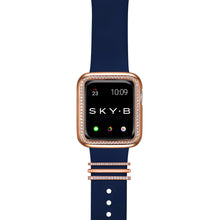 Load image into Gallery viewer, Milan Band Charms &amp; Halo Apple Watch Case - Rose Gold (Navy Band)