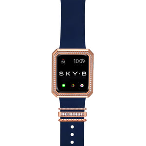 NYC Band Charms & Deco Halo Apple Watch Case - Rose Gold (Navy Band)