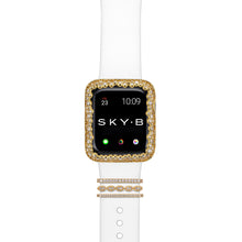 Load image into Gallery viewer, Paris Band Charms &amp; Champagne Bubbles Apple Watch Case - Gold (White Band)