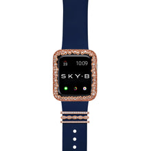 Load image into Gallery viewer, Paris Band Charms &amp; Champagne Bubbles Apple Watch Case - Rose Gold (Navy Band)