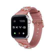 Load image into Gallery viewer, Butterfly Leather Apple Watch Strap - Peach Leather &amp; Rose Gold