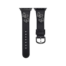 Load image into Gallery viewer, Butterfly Leather Apple Watch Strap - Black Leather &amp; Gunmetal